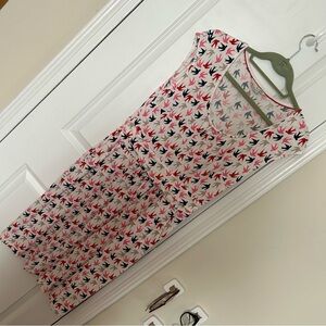 BODEN Margot Bird Print Dress Jersey Pockets Short Sleeve size 8
